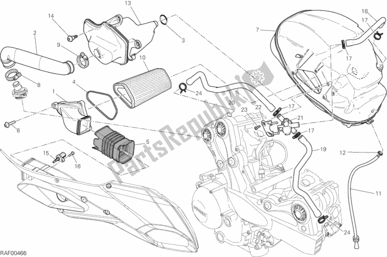 Alle onderdelen voor de Inname van de Ducati Multistrada 1200 ABS USA 2013